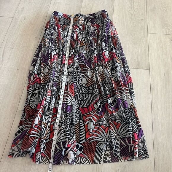 Anthropologie Farm Rio Tropical Maxi Skirt Mesh Lined Black White Multi size M - Picture 2 of 9